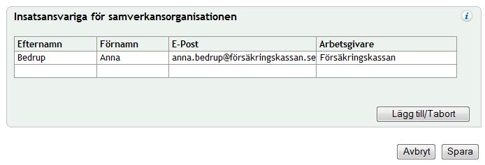 4.2.7 Tilldela uppdrag till insatsansvarig För att tilldela ett uppdrag till en insatsansvarig gör du på följande sätt: 1. Klicka på knappen Lägg till/ta bort för att ändra uppgifterna.
