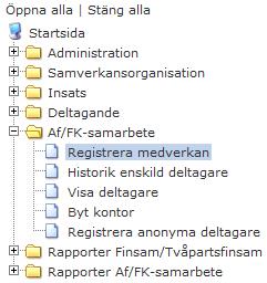 7 Registrera medverkan (Deltagaransvarig) I det här kapitlet finns information om hur du som deltagaransvarig registrerar en deltagares medverkan i SUS och hur du registrerar en övergång mellan olika