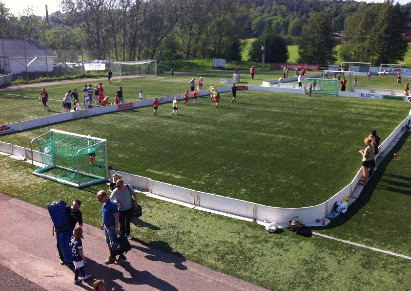 5 mot 5 med sarg Ålder: 8-(9) år Antal spelare: 5 mot 5 Planstorlek: 30*15 m med sarg Målstorlek: 3*1,5 m Bollstorlek: 3 Speltid/garanterad speltid: 1. 3*10 min - Sammandrag 3 matcher/60 min 2.