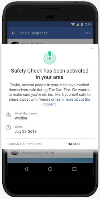2.5.2. Safety Check på Facebook Två tredjedelar av deltagarna känner till Safety Check på Facebook och några har fått frågan från tjänsten vid allvarliga händelser.