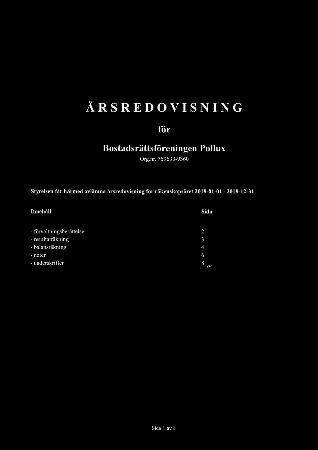 Innehall Sida - forvaltningsberattelse 2 -