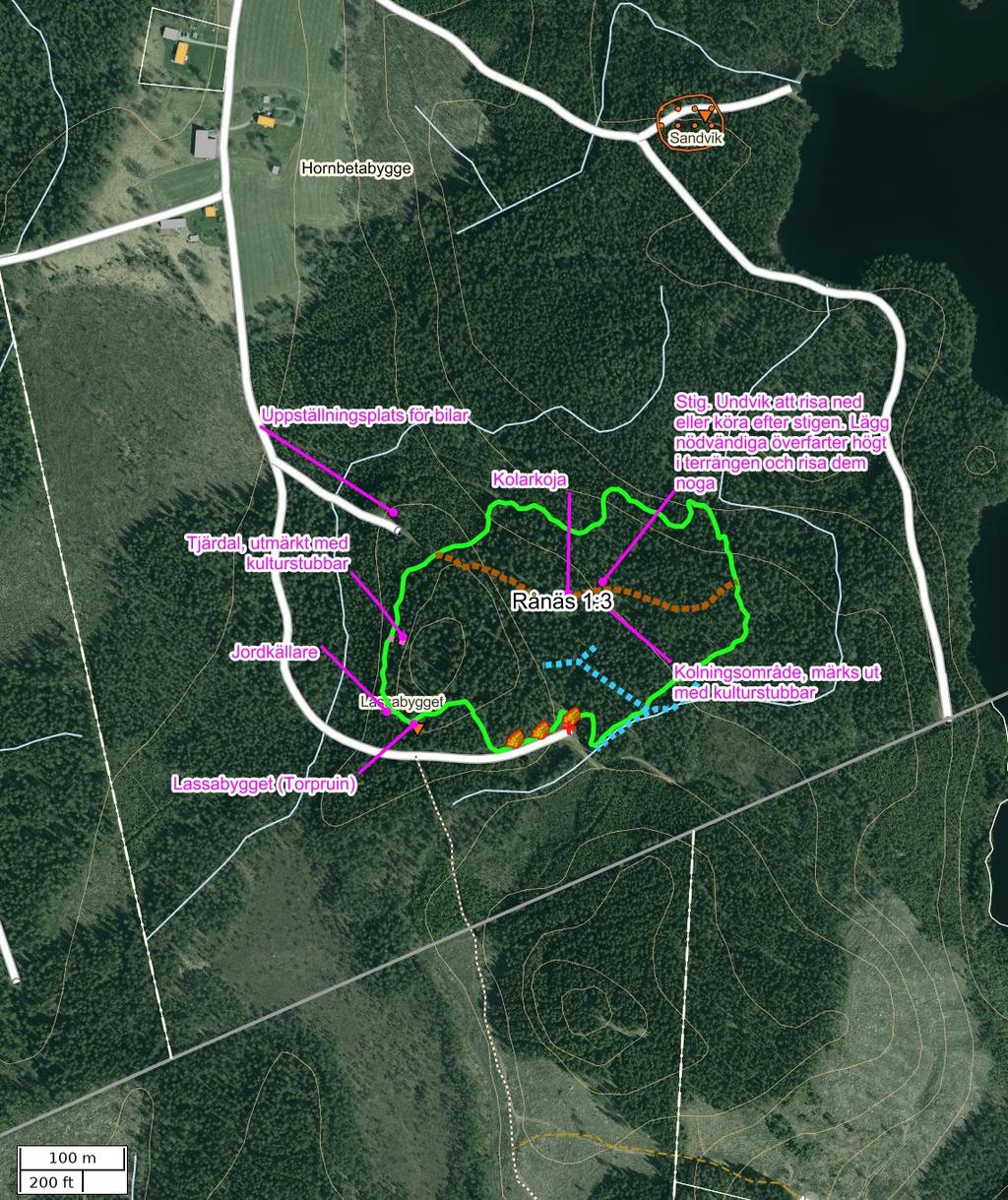 Traktdirektiv 2018-01-19 17:19 Rånäs 1:3 Hushållningssällskapet Skog Detaljkarta Skala: ~1:5000
