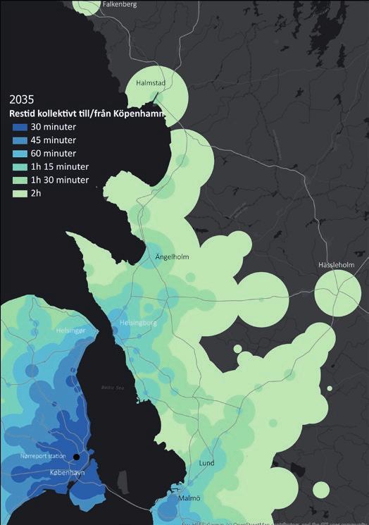 För persontåg minskar restiden i relationen Helsingborg Köpenhamn från dagens 1 timme och 15 minuter via Öresundsbron till 40 minuter via en fast HH-förbindelse.