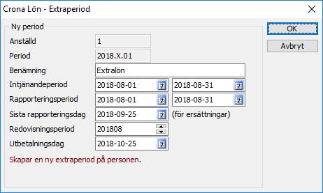 Inställningar Du kan dels skapa generella extraperioder som gäller för alla anställda, dessa benämner vi E-perioder, och dels kan du skapa enskilda extraperioder per anställd, de kallas X-perioder.