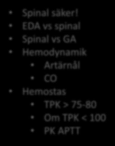 EDA vs spinal Spinal vs GA