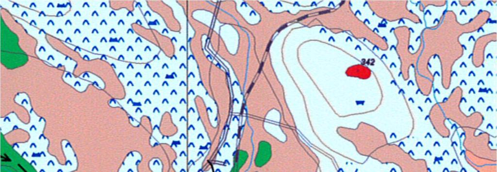 Vattentäkt Figur 2. Jordartskarta över Murjek vattentäkt och dess omgivningar.