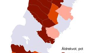 Det finns endast två regioner med en befolkning mindre än 100 000 invånare (Kiruna 32,8, Värnamo 32,5) som kan placera sig