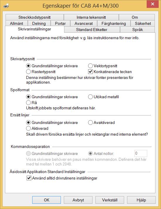 Under fliken Skrivarinställningar, bocka i