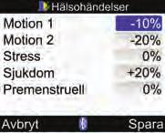 Välj Bolusråd och tryck på. Välj Hälsohändelser och tryck på.