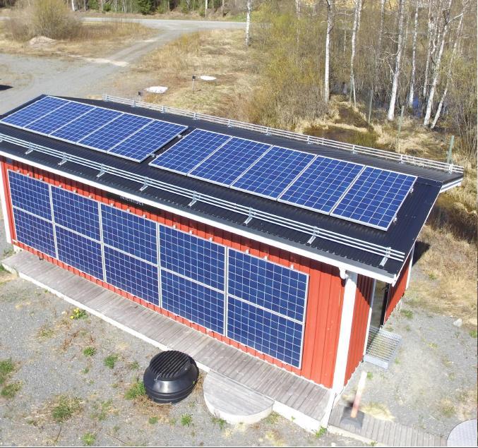 6.4 Teknikhus i Niemisel Längs med Haparandabanan i Niemisel har en solcellsanläggning på 5 kw installerats i söderriktning på taket samt fasaden av ett teknikhus.