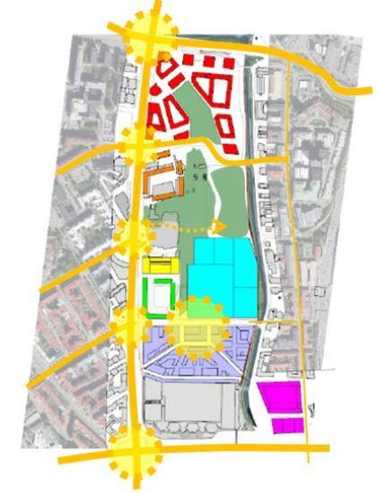 För att inte göra Valhallagatan och nya arenor till en obefolkad baksida bakom Svenska mässan och för att tydliggöra områdets unika identitet som en kontinuitet av stadskärnan behövs denna