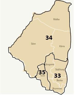 23. Grimmered/Hagen (115 st, 2 536 tim) 25. Smycke/Beryll (160 st, 3 675 tim) I följande områden finns en privat utförare: 1. Bergum/Gunnilse (47 st 928 tim) 24. Önnered/Näset (148 st, 3 209 tim) 26.
