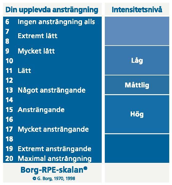 intensitetsnivå 9 11 Måttlig