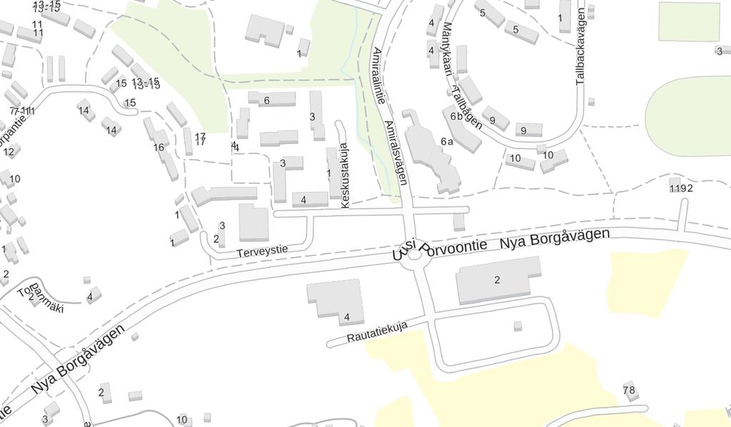 Karttatuloste 1 : 2000 Ote asemakaavakoosteesta/ Utdrag ur detaljplanesammanställningen. Maanomistus Kiinteistöt 414-1-136, 753-419-4-1604 ja 753-414-232 ovat Sipoon kunnan omistuksessa.