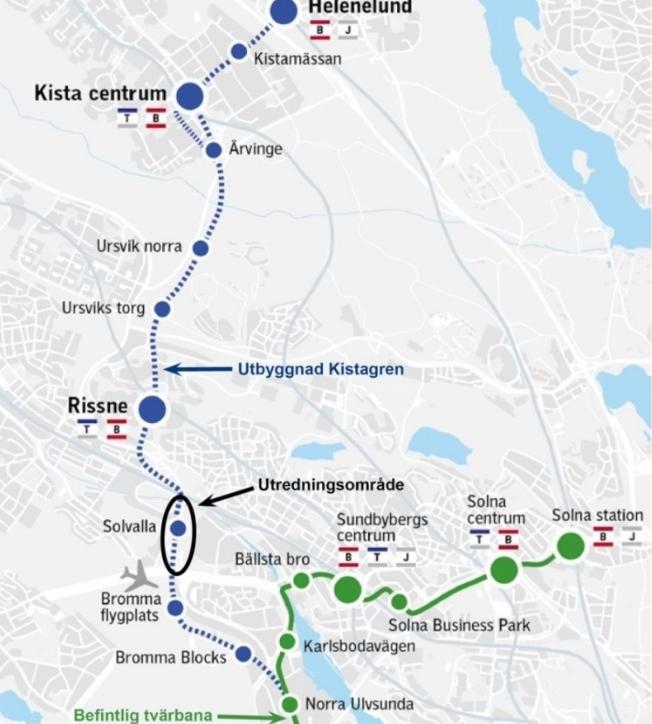 ansvarsfördelningen mellan staden och SL under planering av Tvärbana Norr Kistagrenen.