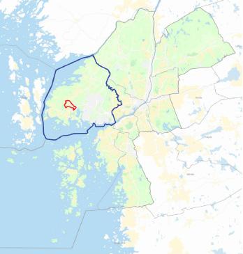 Översikt med stadsdelen Västra Hisingen markerad med yttre blå linje och programområdet med röd linje. Syftet med programsamrådet är att inhämta ytterligare information och synpunkter.