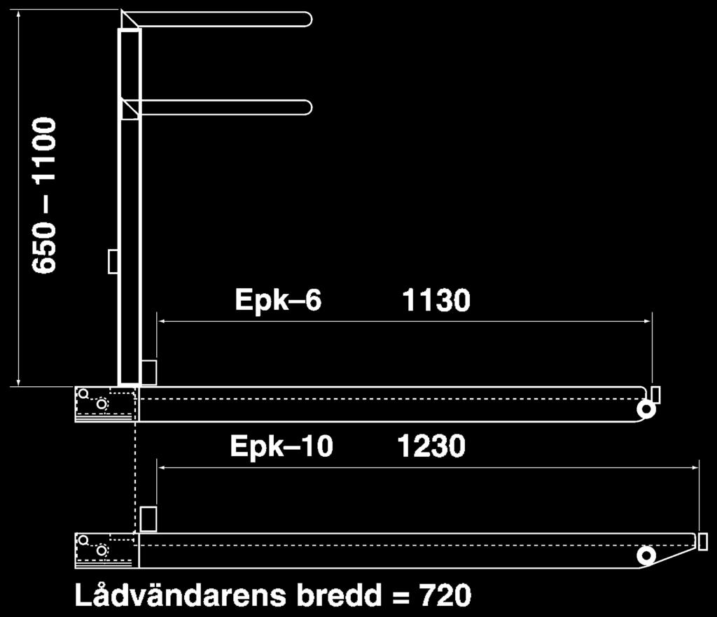 TEKNISK SPECIFIKATION Fatlyftare DL 580 580 Typ Enkel Dubbel Lastkapacitet, kg 400 700 Vikt, kg 86 109 720 720 Fathanterare DH Typ Enkel Dubbel Lastkapacitet, kg 400 750 Vikt, kg 86 109 620 1240