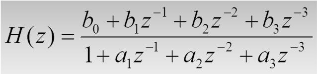 IIR-FILTER Ett IIR-filter har ett matematiskt uttryck: Filtrets