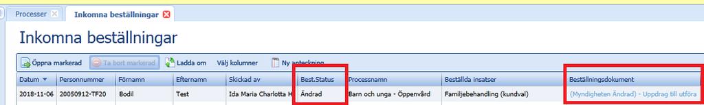 2 Förändrat uppdrag Handläggaren kan skicka ett förändrat uppdrag i combine. Det kan t.ex. handla om ett förändrat antal timmar.