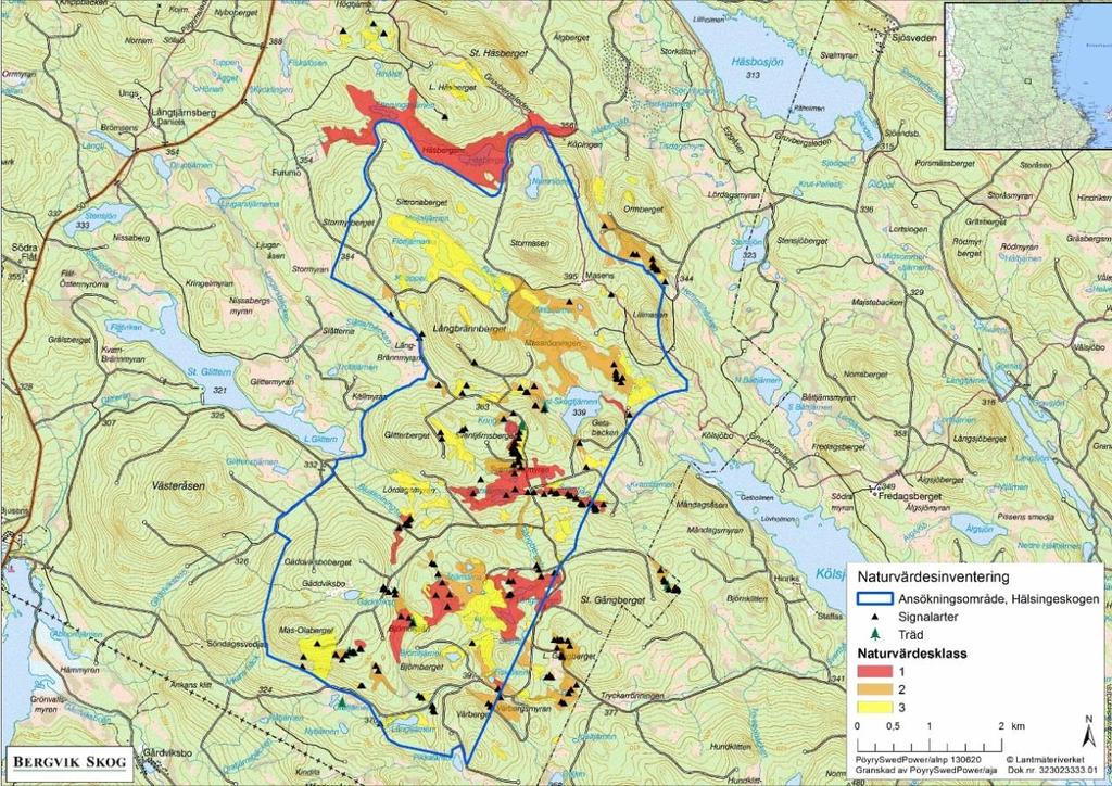 Pöyry SwedPower AB Sida 1 Bilaga 4 till MKB Ha lsingeskogens vindkraftpark Rapport Naturvärdesinventering (Calluna AB) Efter att rapporten för naturinventeringen färdigställdes har ansökningsområdet