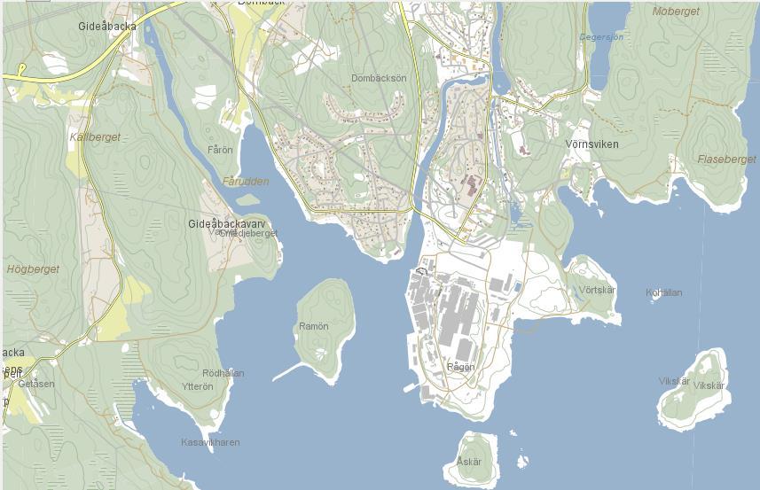 4 (12) 3. Lokalisering 3.1 Platsen och dess omgivningar Husums Fabrik är belägen på en halvö, Rågön, som i väster avgränsas av en havsvik, i vilken Husån och Gideälven mynnar.