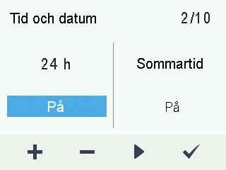 STYRD DRIFTTAGNING STYRD DRIFTTAGNING GRUNDINSTÄLLNINGAR Vid drifttagning av ventilationssystemet definieras följande inställningar: språk för gränssnittet tid och datum huvudanvändarens låskod