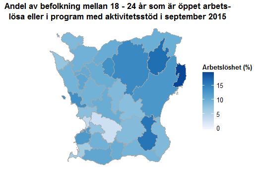 Datum 2015-10-26 8 (11) Andelen av befolkningen i Skåne som var öppet arbetslösa eller i program med aktivitetsstöd