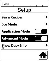 3 Grundinställning och Advanced Mode (avancerat läge) I grundinställningen kommer du via menyn Setup (inställningar) till receptlagringen, till