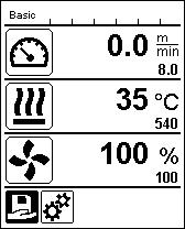 (33). Detta gäller för hastighet och temperatur. Om funktionen är avaktiverad visas endast börvärdena. Funktionen Set Values (inställda värden) är avaktiverad från fabrik. 6.