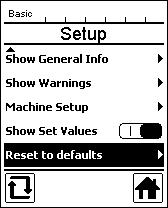 Ställ nu in Advanced Mode (avancerat läge) på On och välj därefter Reset to defaults (återställ standardinställningar). Med denna funktion återställs alla anpassade värden till fabriksinställningen.