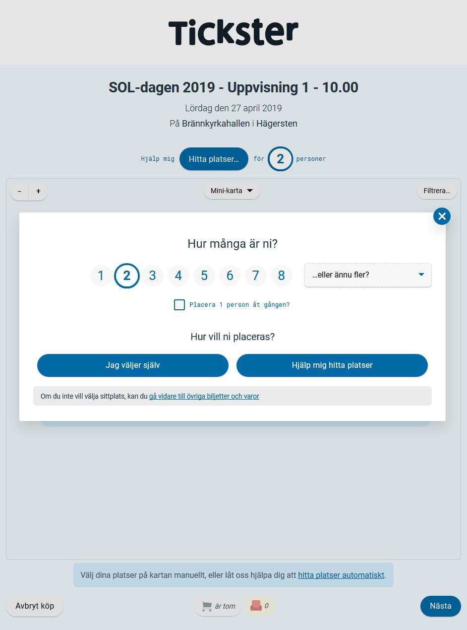 Om biljetterna inte har släppts ännu så är köpknappen ljust går. När biljetterna väl har släppts så är köpknappen blå när man kommer in på portalen.