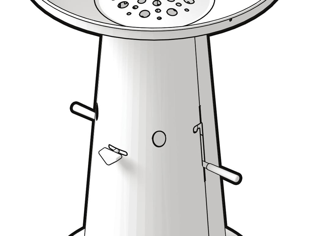 Shift it until the holes on the 2 bottom front sides are properly aligned with the holes on the centre of the fire bowl s top rim. The tool hooks can now be placed as described in step 9.