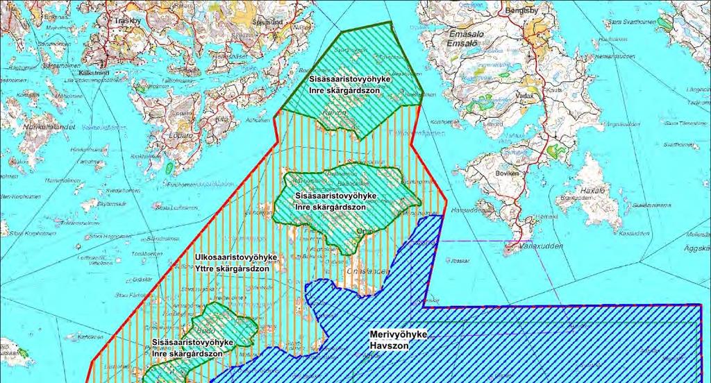 Skärgården kan enligt naturförhållandena delas in i zoner, som till sin kapacitet och alltså tolerans bl.a. för byggändamål avviker från varandra (Betänkande av arbetsgruppen för skydd av den nyländska skärgården 1981).