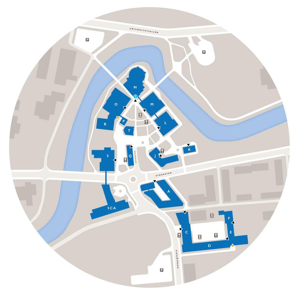 Campuskarta Sundsvall Tonhallens parkering Sal N109 Sal M102, M108 Grönborg Parkering, Förrådet 6 Bra att veta Salarna är namngivna efter hus och plan i huset.