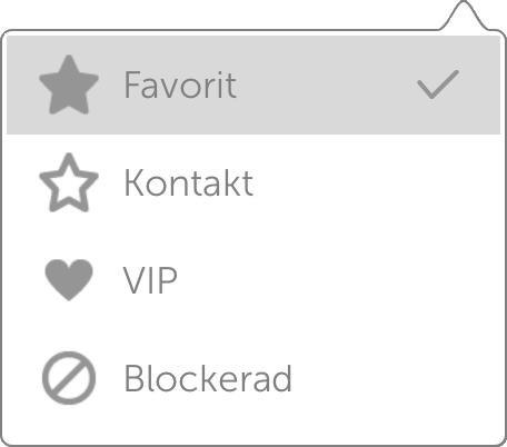 Markera kontakt som favorit Du kan favorit-markera de personer som du ofta har kontakt med. Dessa visas då alltid på sidan Kontakter utan att du behöver söka efter dem.