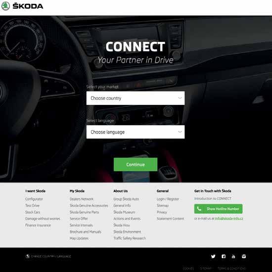 Connect-portal tillhandahåller ett av de viktigaste elementen för att säkerställa att onlinetjänsterna, som är grupperade under begreppet ŠKODA Connect, fungerar korrekt. är tillgänglig via skoda.