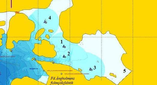 Figur 11 Lokaler (1-5) för sedimentprovtagning i januari 2018 (HydroGIS 2018). 4.