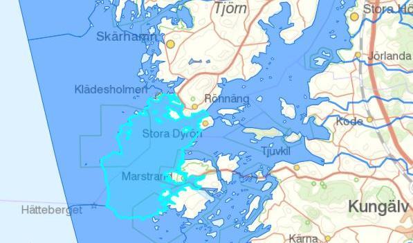 Figur 15 Ytvattenförekomsten Marstrandsfjorden (VISS 2018).
