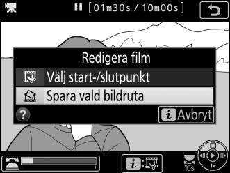 Spara valda bildrutor För att spara en kopia av en vald bildruta som en JPEG-stillbild: 1 Pausa filmen på den önskade bildrutan.