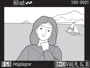 Högdagrar 1 Bildhögdagrar * 2 Mappnummer bildrutenummer... 252 * Blinkande områden indikerar högdagrar (områden som kan bli överexponerade) för den aktuella kanalen.