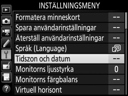 Handledning Kameramenyer: En översikt Du kan nå de flesta fotograferings-, uppspelnings- och inställningsalternativen via kamerans menyer. Tryck på G-knappen för att visa menyerna.