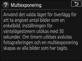 Använda kameramenyerna Menyreglage Du kan navigera i menyerna via pekskärmen eller med multiväljaren och J-knappen.