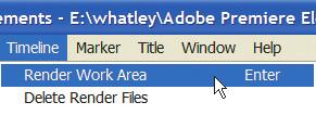 I huvudemenyn i Premiere Elements väljer du Timeline > Render Work Area, eller