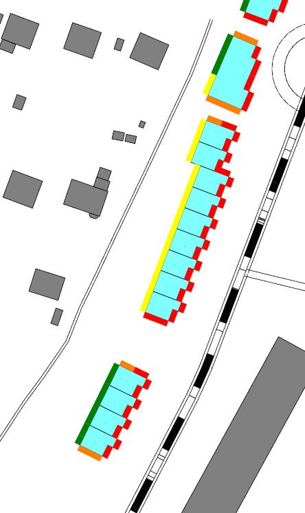 Problembeskrivning I bilaga 1 i bullerutredningen redovisas den planerade radhusbebyggelsen i planens sydvästra del med gul färg vid fasad på skyddad sida, vilket enligt beskrivningen innebär