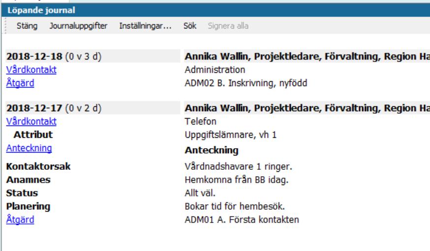 På Social översikt ska nu BVC och Ärendetyp vara angivet. Det senare med siffran 1. Barnet är nu tillagt i BVC i Mitt arbete på samtliga medarbetare på detta BVC.