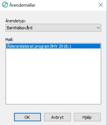 Markera Åldersrelaterat program Klicka OK Barnets födelsedatum blir automatiskt startdatum för