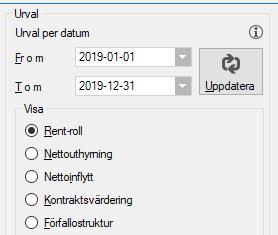 Nyhetsdokument Vitec Hyra - Version 1.72 september 2019 Nytt datumurval Värderings- och uthyrningslistan styrs numera enbart av ett datumurval.