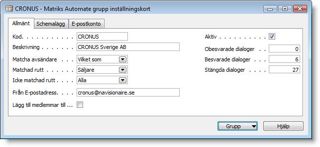 Välj Inställning Grupp.