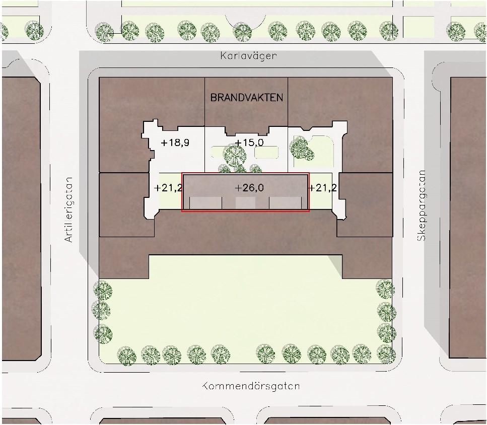 Sida 5 (10) Planförslaget Planförslaget innebär en tillbyggnad i en våning ovanpå den envåningsbyggnad mot gården som idag innehåller aula och gymnastiksal.