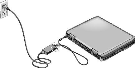 Komma igång med din notebook-dator Förbereda notebook-datorn för användning Steg 2: Anslut datorn till nätström SE UPP!